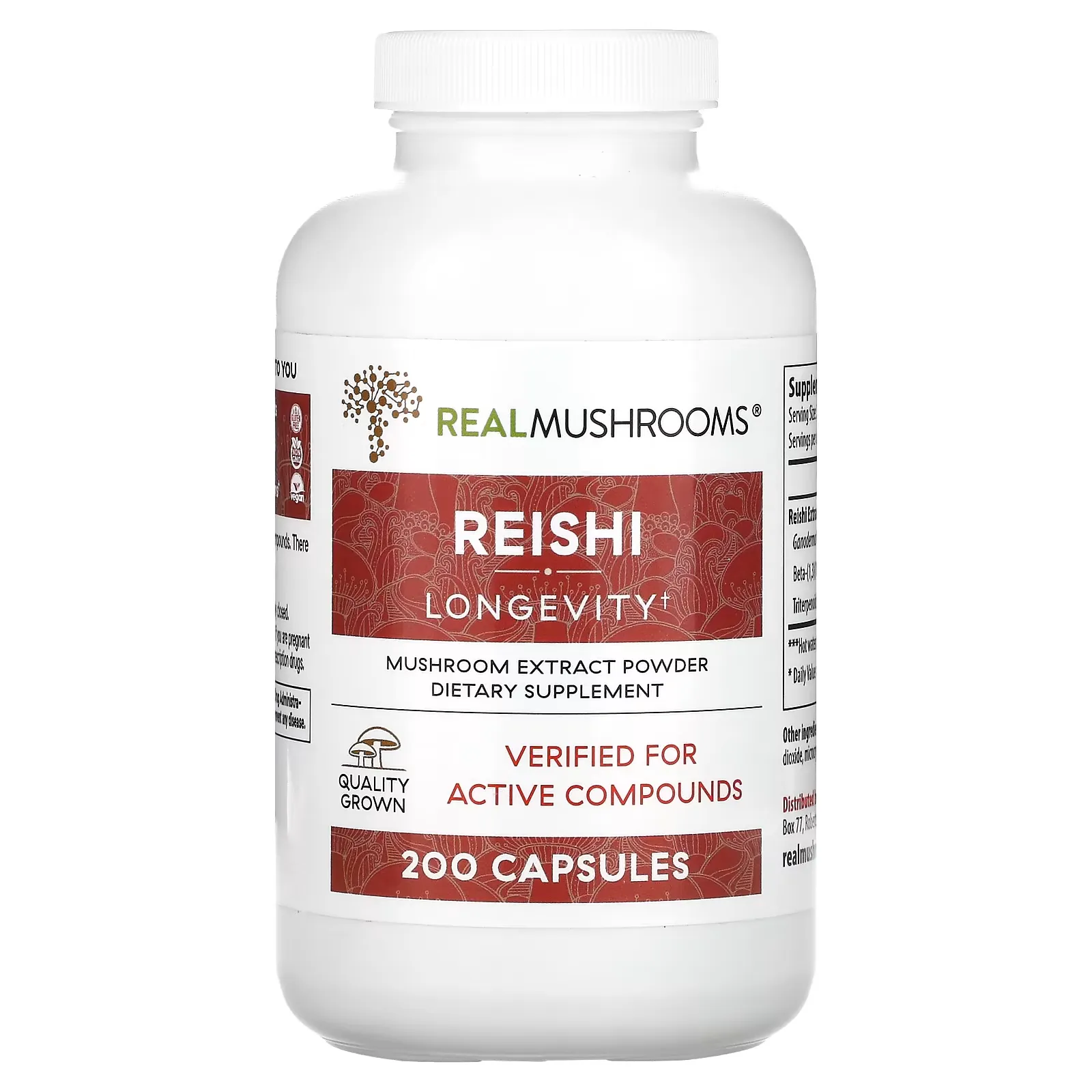 Reishi, Mushroom Extract Powder, 200 Capsules