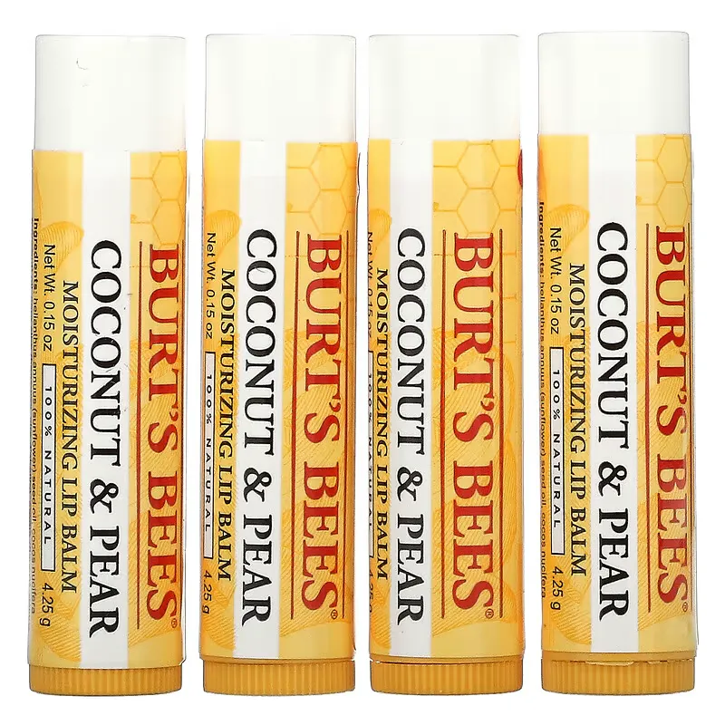 Moisturizing Lip Balms, Coconut & Pear, 4 Pack, 0.15 oz (4.25 g) Each