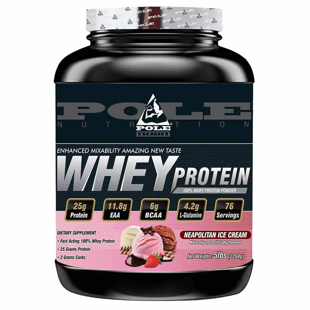 Pole Nutrition 100% Whey Protein,  5 lb  Neapolitiann Ice Cream