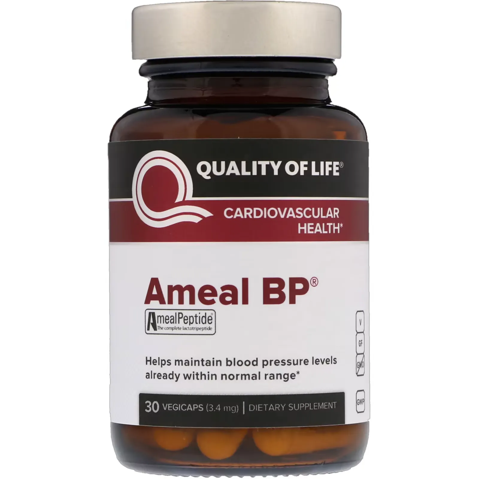 Ameal BP, Cardiovascular Health, 3.4 mg, 30 Vegicaps