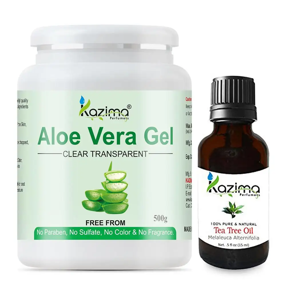 Kazima Aloe Vera Gel 500 gm & Tea Tree Oil 15 ml Combo,  2 Piece(s)/Pack  All Skin Type