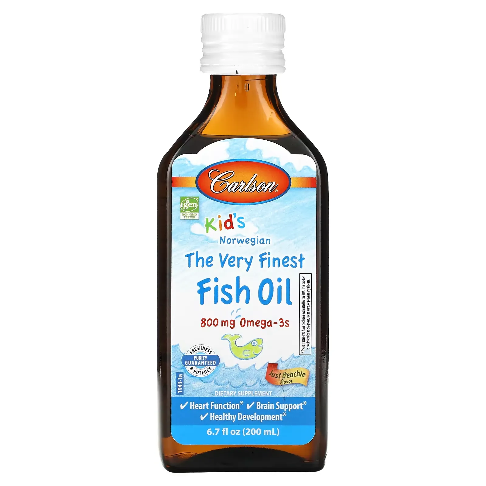 Kids Norwegian, The Very Finest Fish Oil, Just Peachie, 800 mg, 6.7 fl oz (200 ml)