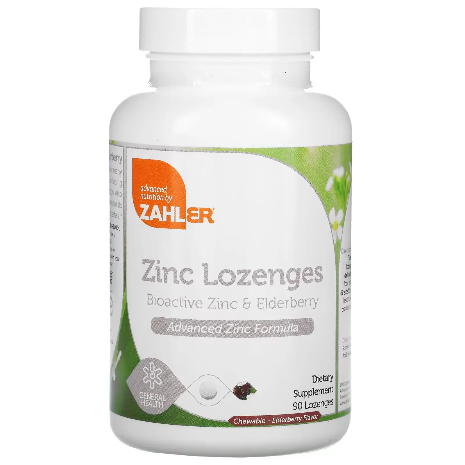 Zinc Lozenges, Bioactive Zinc & Elderberry, Elderberry, 90 Chewable Lozenges