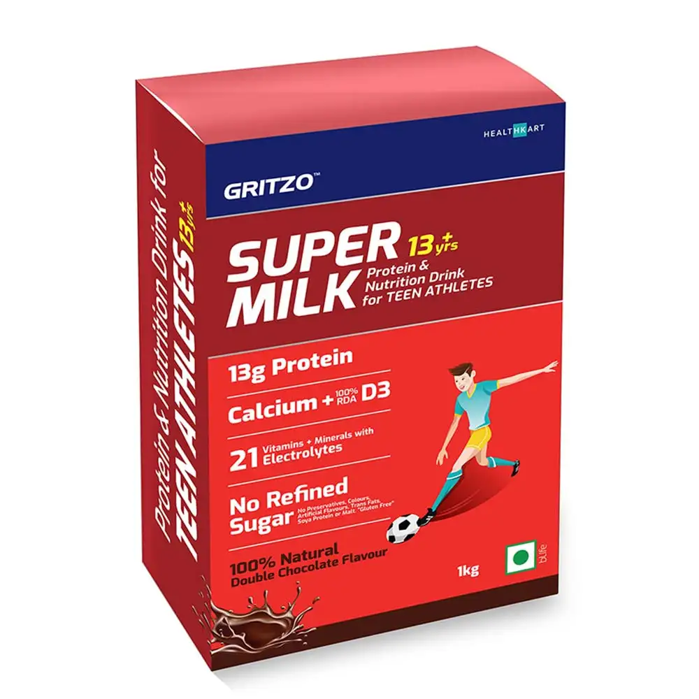 Gritzo Super Milk Teen Athletes Protein & Nutrition Drink 13+y OP,  1 kg  Natural Double Chocolate