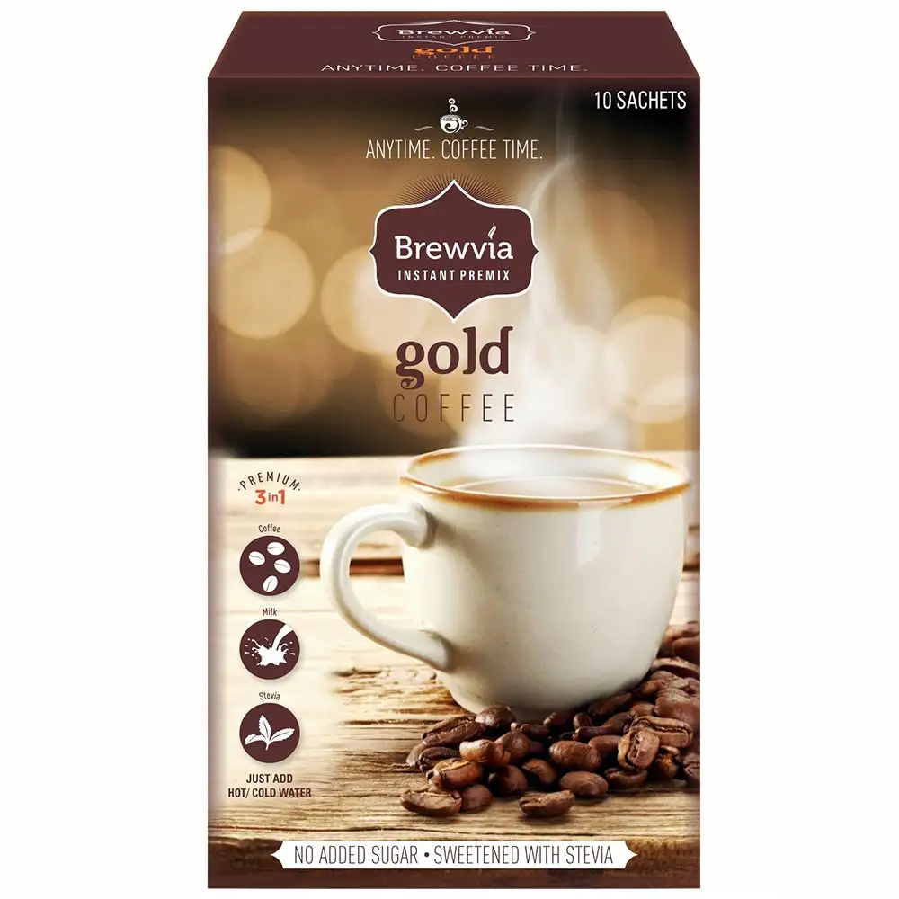 Brewvia Premix Instant Gold Coffee,  10 sachets/pack  Unflavoured