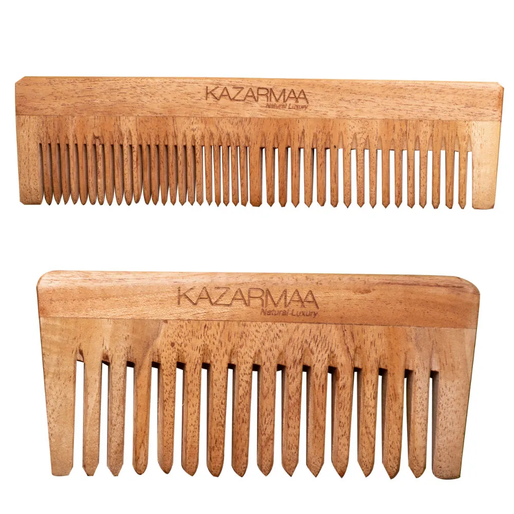 Kazarmaa Natural Neem Wood Comb - Set Of 2