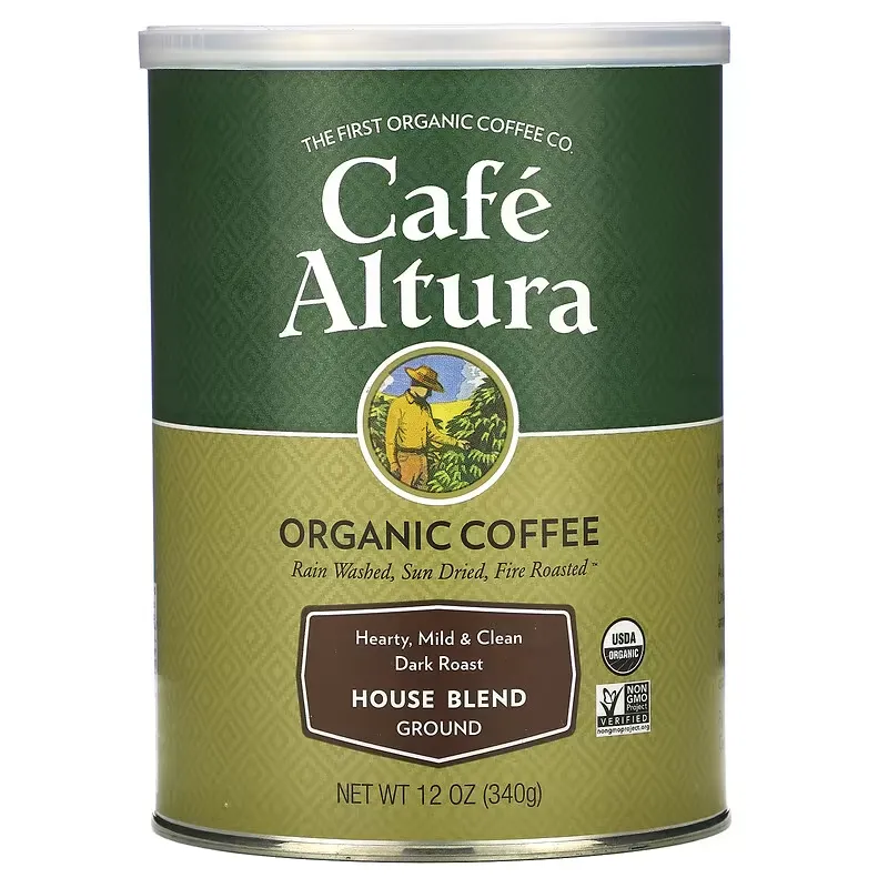 Organic Coffee, House Blend, Ground, Dark Roast, 12 oz (340 g)