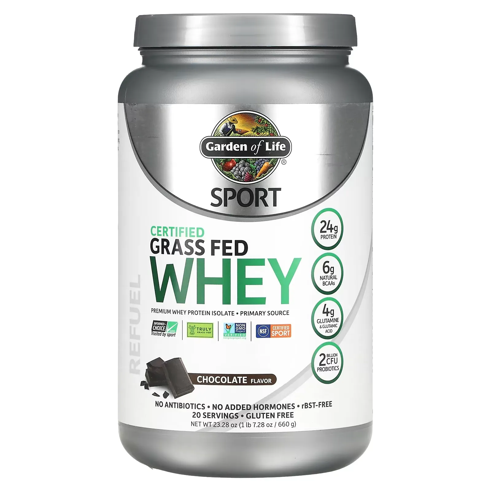 Sport, Certified Grass Fed Whey, Chocolate, 23.28 oz (660 g)