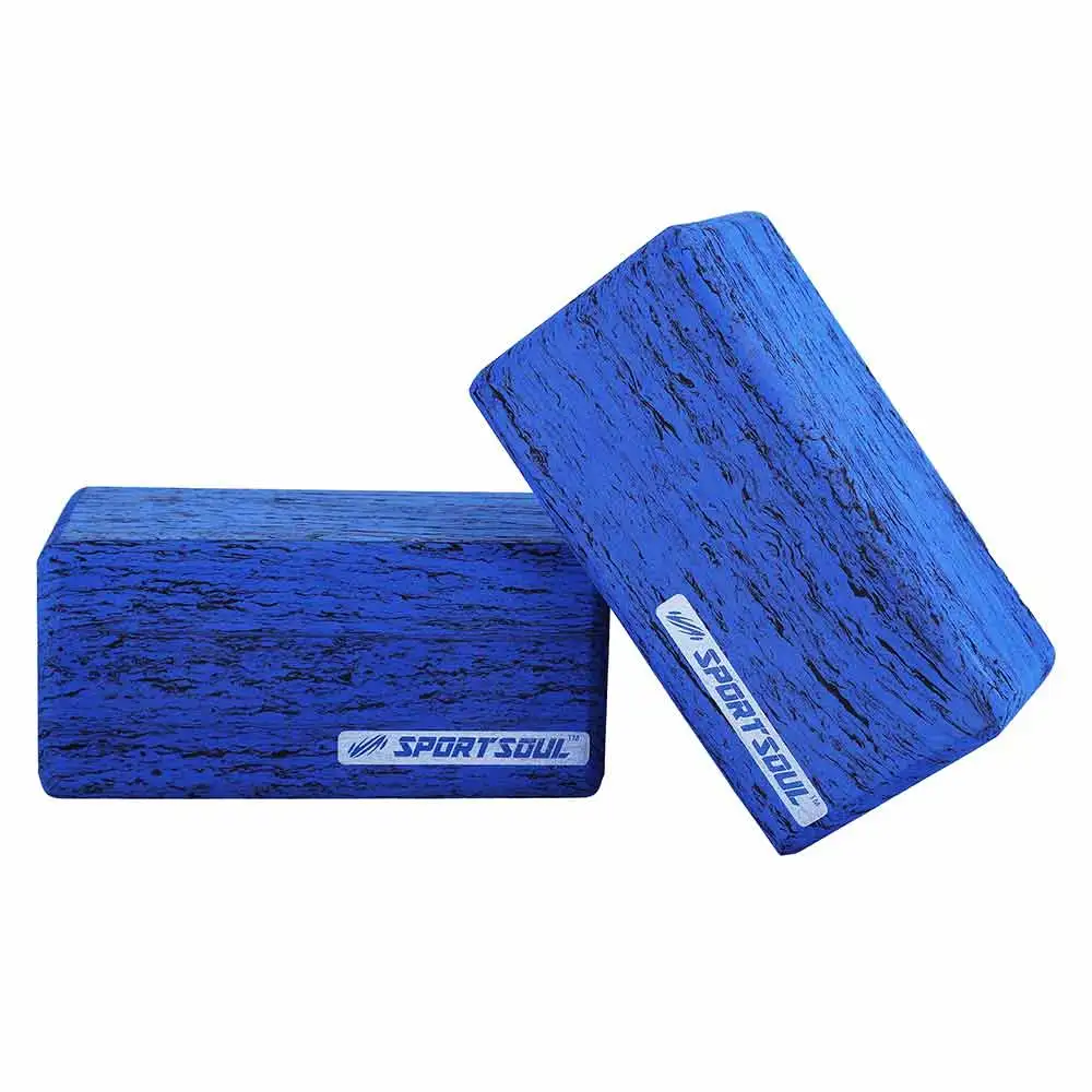 SportSoul Designer Yoga Block,  Navy Blue & Black (Pack of 2)  22 x 11 x 10 cm