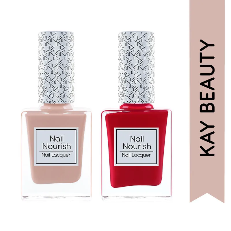 Kay Beauty Quick Drying Nail Emamel Combo - Sun Glory & Code Red