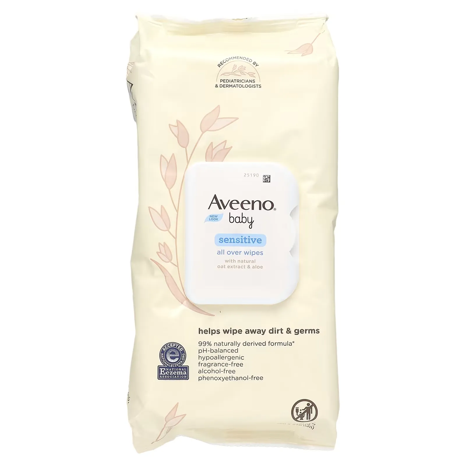 Baby, Sensitive All Over Wipes, Fragrance Free,  64 Wipes