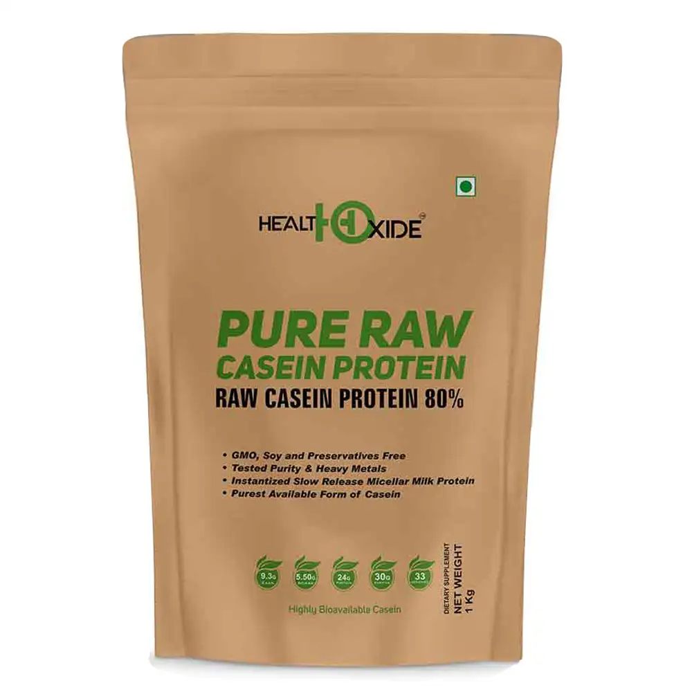 Health Oxide Pure Raw Casein Protein,  2.2 lb  Unflavoured with Free Shaker