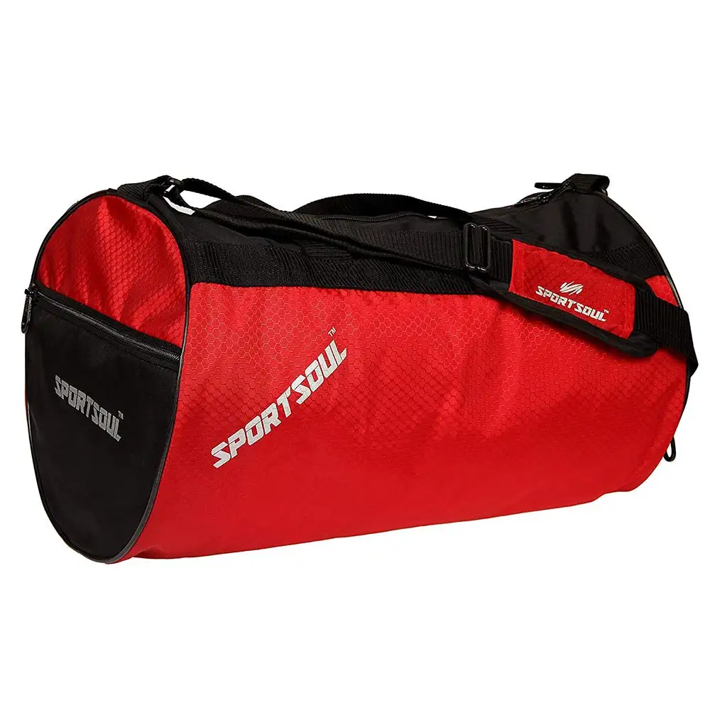 SportSoul Gym Bag with Shoe Pocket,  Red & Black