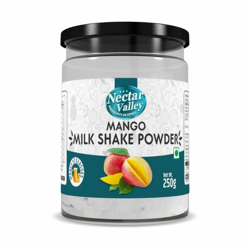 Nectar Valley Instant Mango Milk Shake Powder, Gluten Free, GMO Free, Makes 12 Glasses