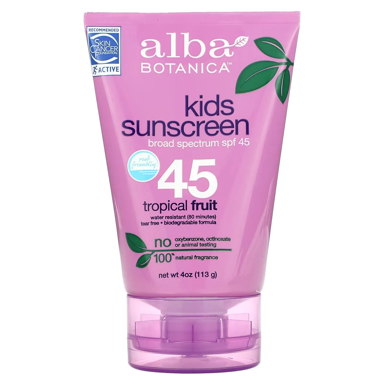 Kids Sunscreen, Tropical Fruit, SPF 45, 4 oz (113 g)