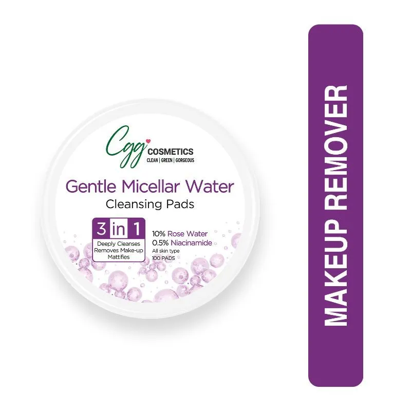 CGG Cosmetics Gentle Micellar Water Cleansing Pads For Removing Stubborn Makeup, All Skin Types