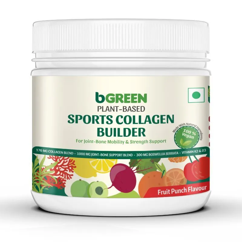 bGREEN by HealthKart Plant-Based Sports Collagen Builder, with Natural Collagen (Fruit Punch)