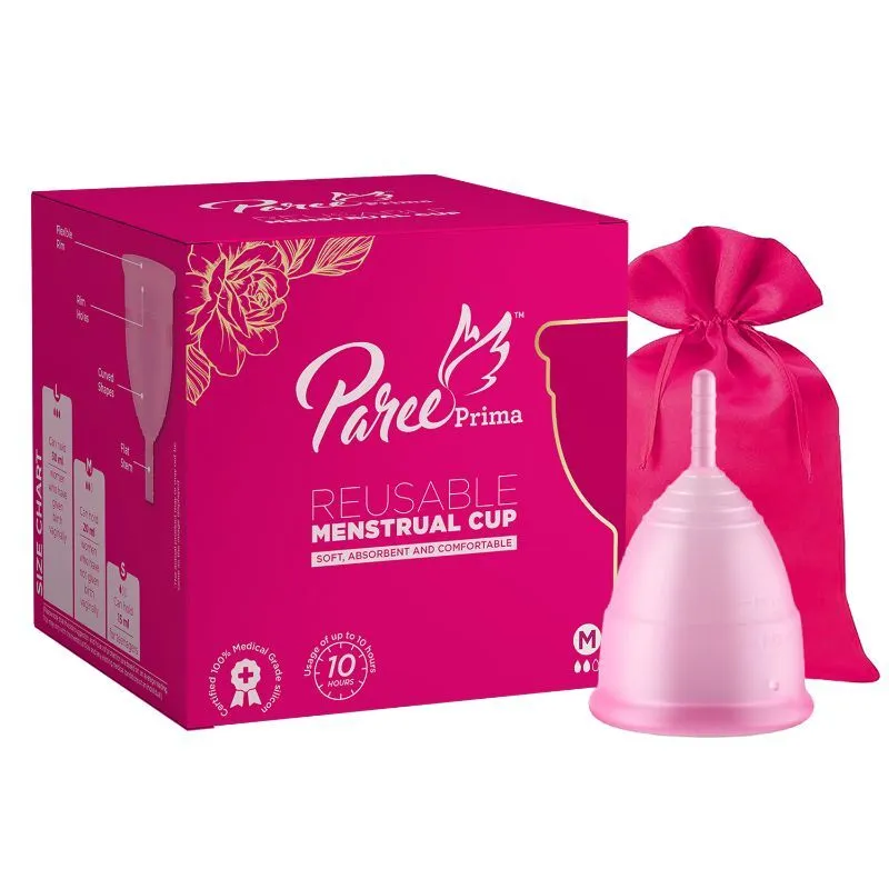 Paree Prima Reusable Menstrual Cup Medium Size With Protection Pouch