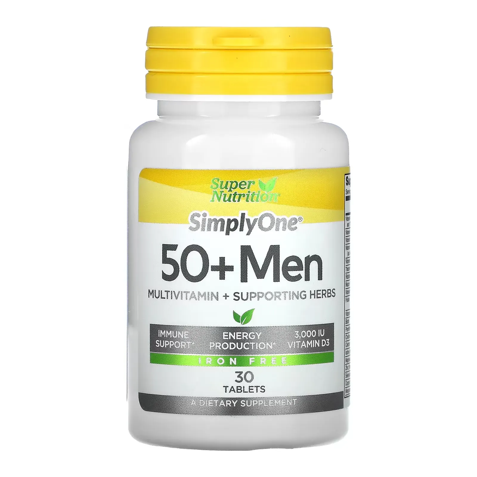 SimplyOne, Men’s 50+ Multivitamin with Supporting Herbs, Iron Free, 30 Tablets