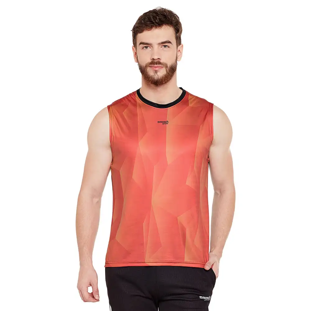 Masch Sports Mens Regular Fit Polyester Active T Shirt (MSTS1017 SLP OTS),  Orange and Black  XXL