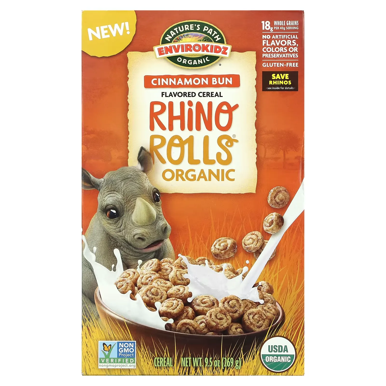 EnviroKidz, Organic Flavored Cereal, Rhino Rolls, 9.5 oz (269 g)