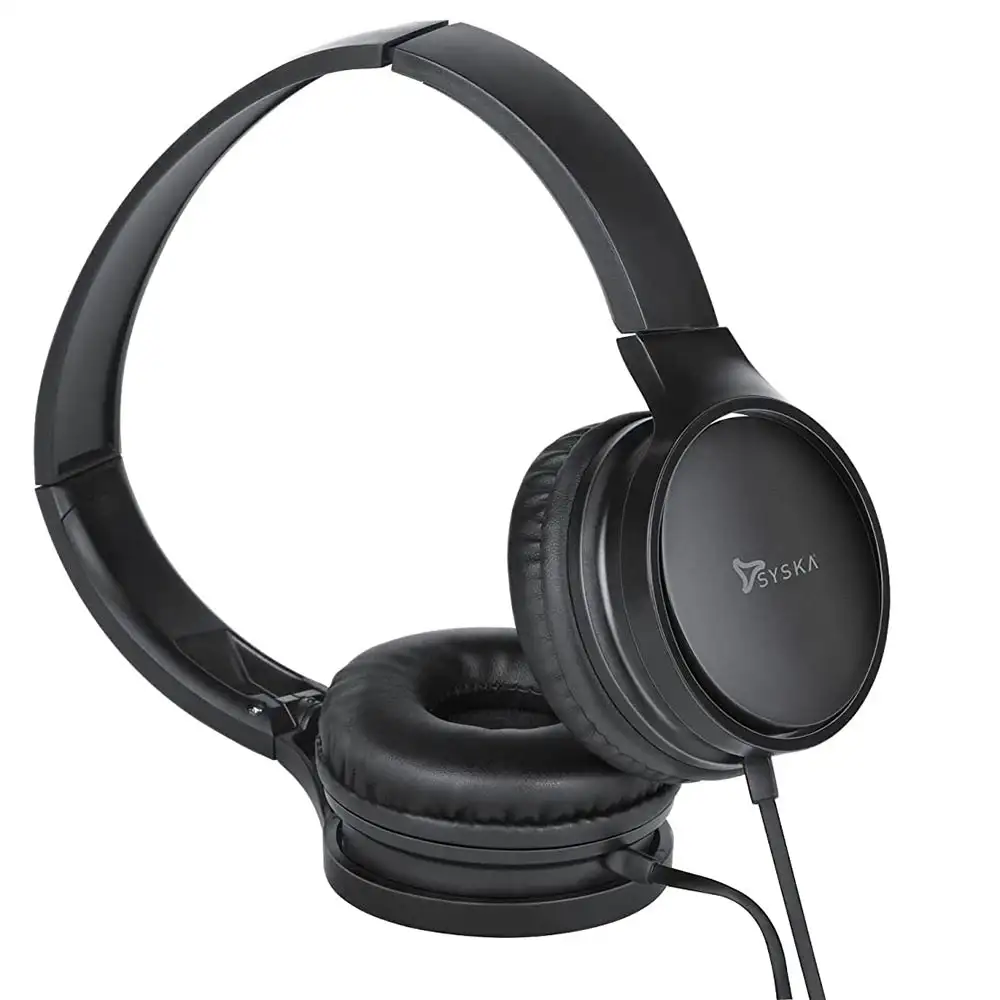 Syska HS500 Over-Ear Wired Headset,  Black