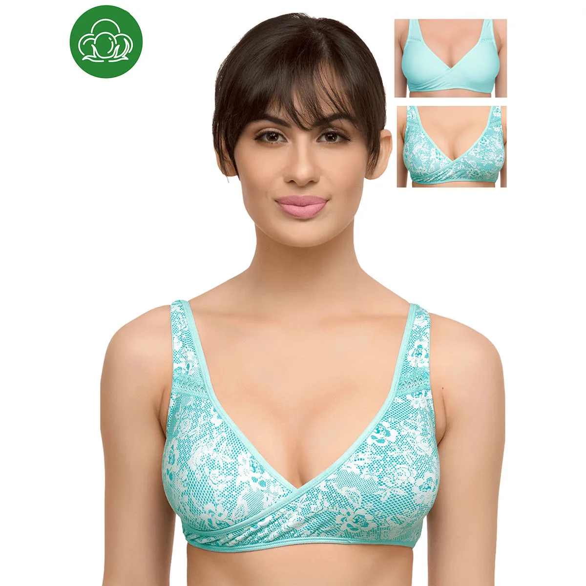 Inner Sense Organic Antimicrobial Sleeping/Feeding Bra Pack of 3 - Multi-Color