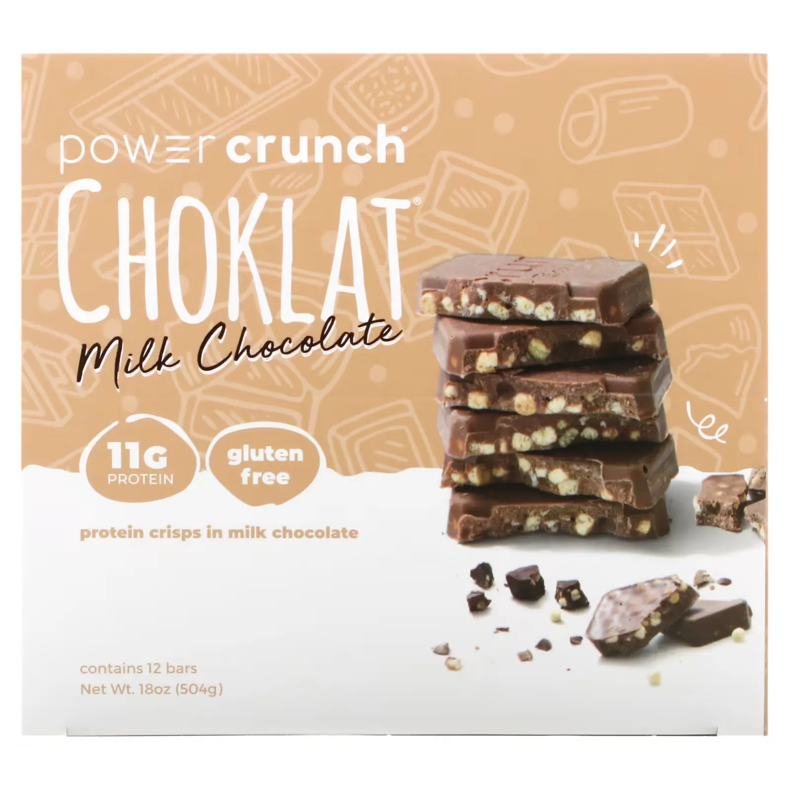 Power Crunch Protein Bar, Choklat, Milk Chocolate, 12 Bars, 1.5 oz (42 g) Each