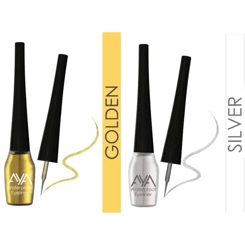 AYA Waterproof Eyeliner - Silver And Golden (Set of 2)