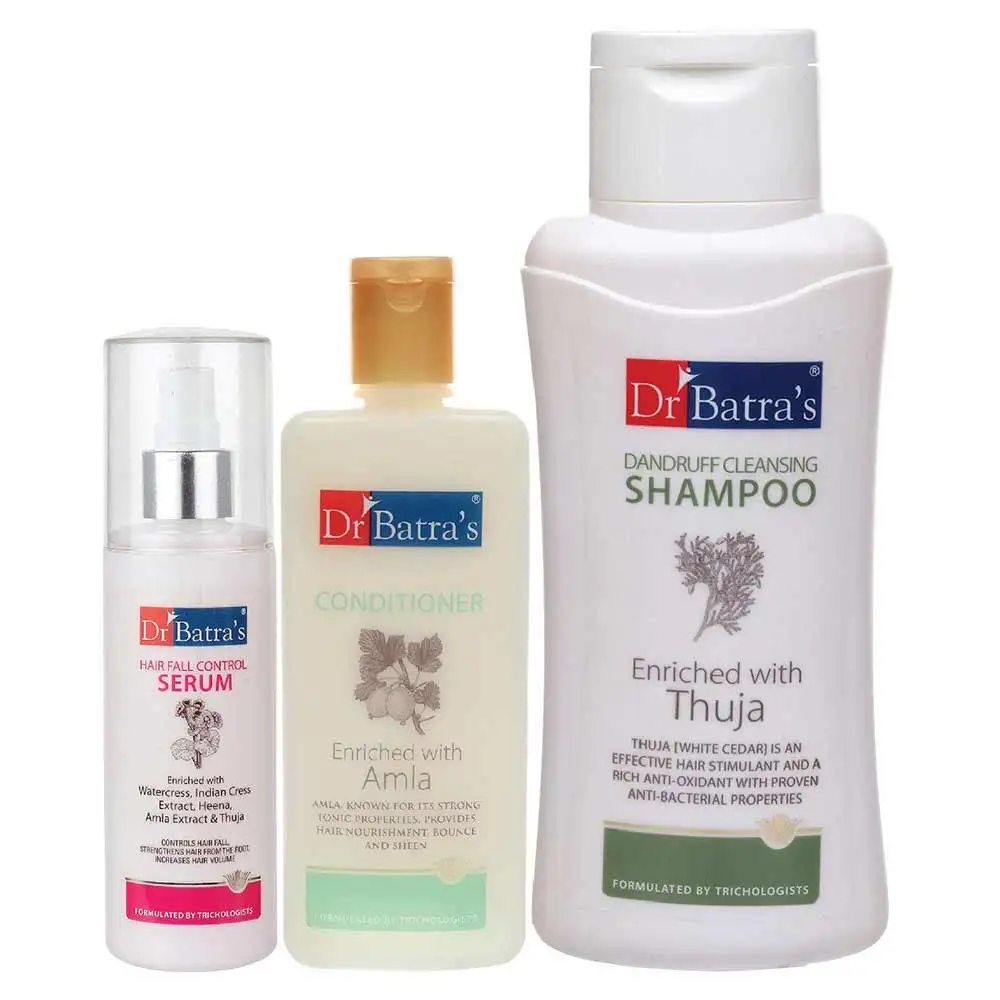 Dr Batra's Hair Fall Control Serum -125 ml, Conditioner - 200 ml & Dandruff Cleansing Shampoo - 500 ml Combo,  3 Piece(s)/Pack  Hair Care