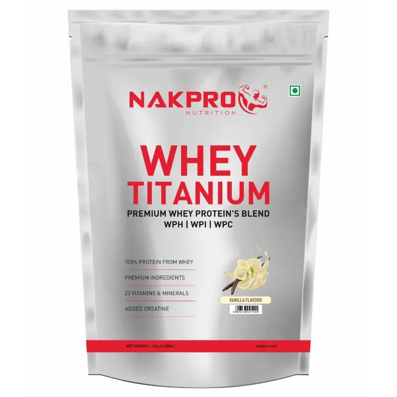 NAKPRO Titanium Tri Blend Whey Protein Hydrolyse, Isolate & Concentrate - Vanilla