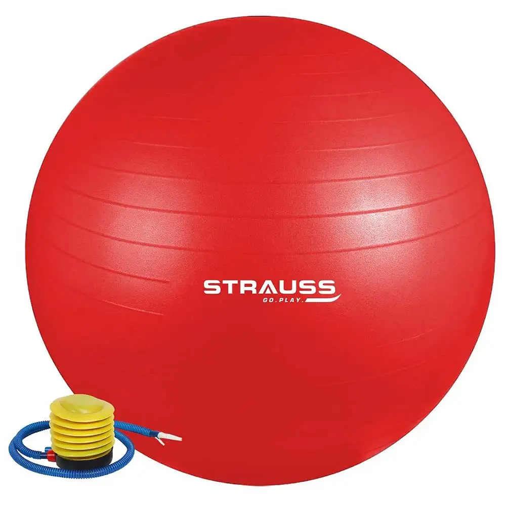 Strauss Round Shape Anti Burst Gym Exercise Ball with Pump,  Red  65 cm