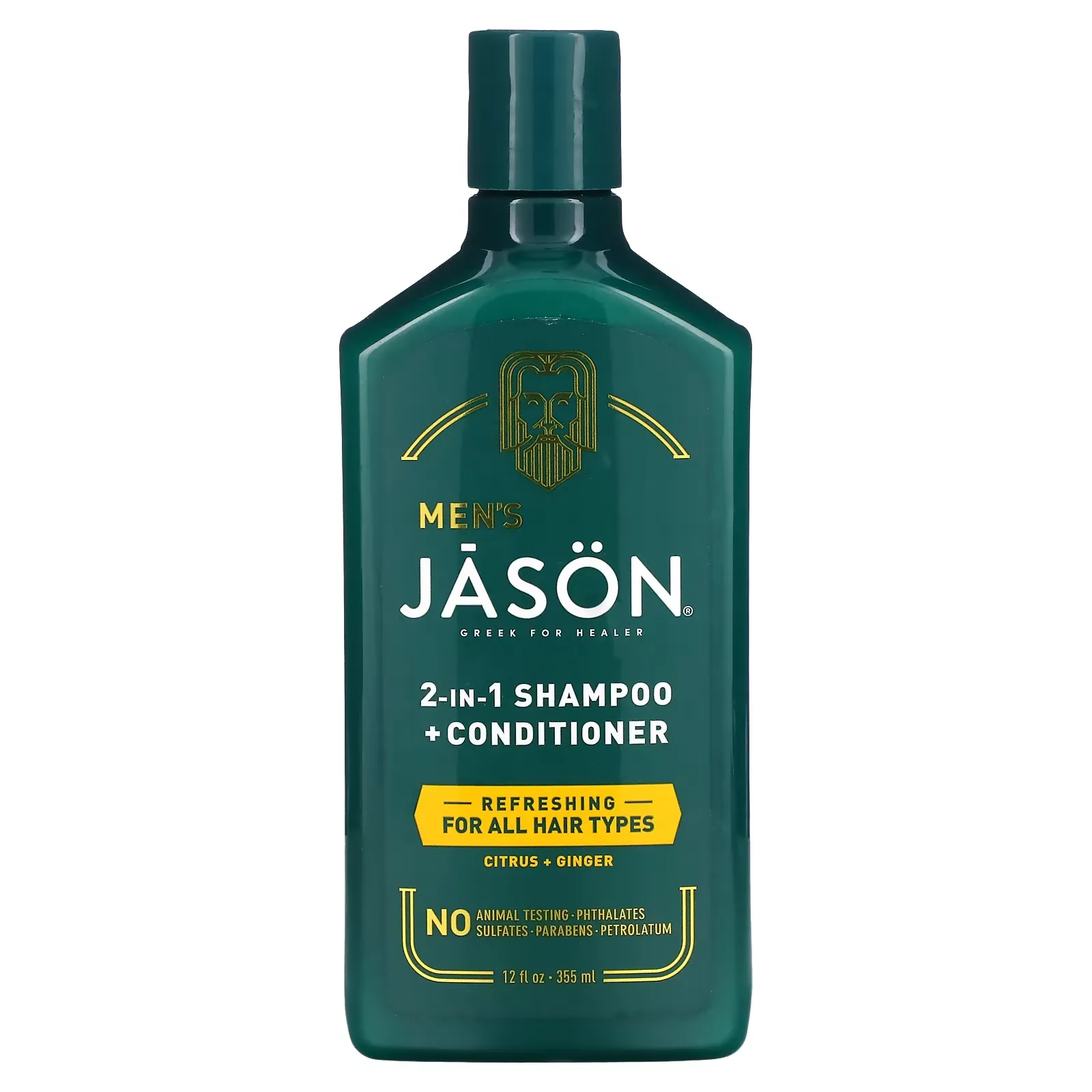 Men's, 2-In-1 Shampoo + Conditioner, All Hair Types, Citrus + Ginger, 12 fl oz (355 ml)