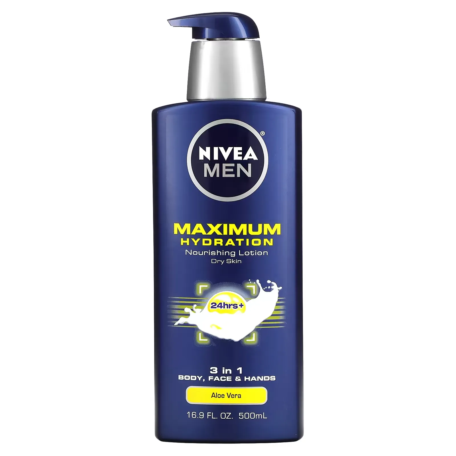 Men, Maximum Hydration, 3-in-1 Nourishing Lotion, Aloe Vera, 16.9 fl oz (500 ml)