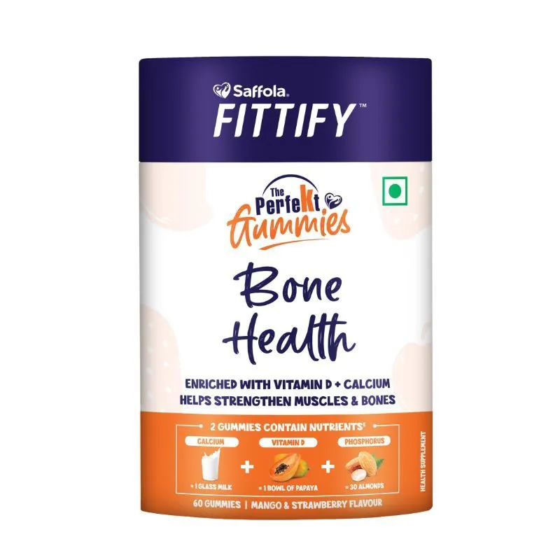 Saffola FITTIFY The Perfekt Gummies For Bone Health - Mango & Strawberry Flavour