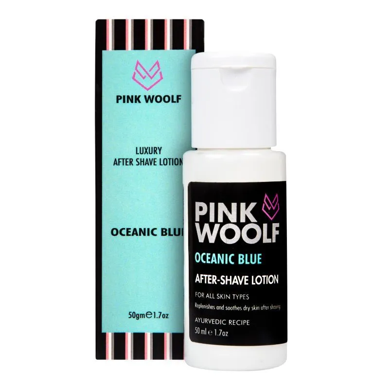 Pink Woolf After Shave Lotion (Oceanic Blue)- Soothes & Moisturizes Dry Skin