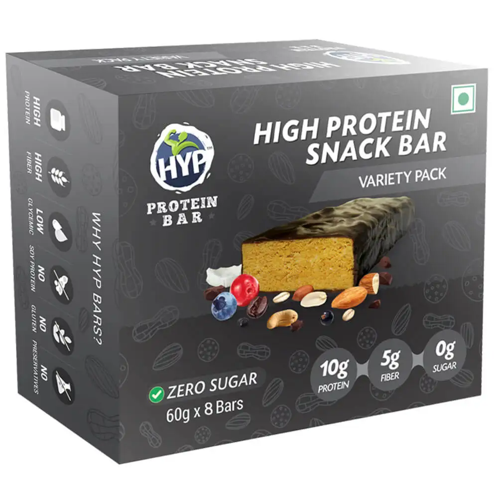 Hyp Sugar Free Protein Bar Pack (10g Protein),  8 bar(s)  (Peanut Butter & Chocolate + Almond Fudge + Oats & Peanut Brownie + Chocolate Espresso)