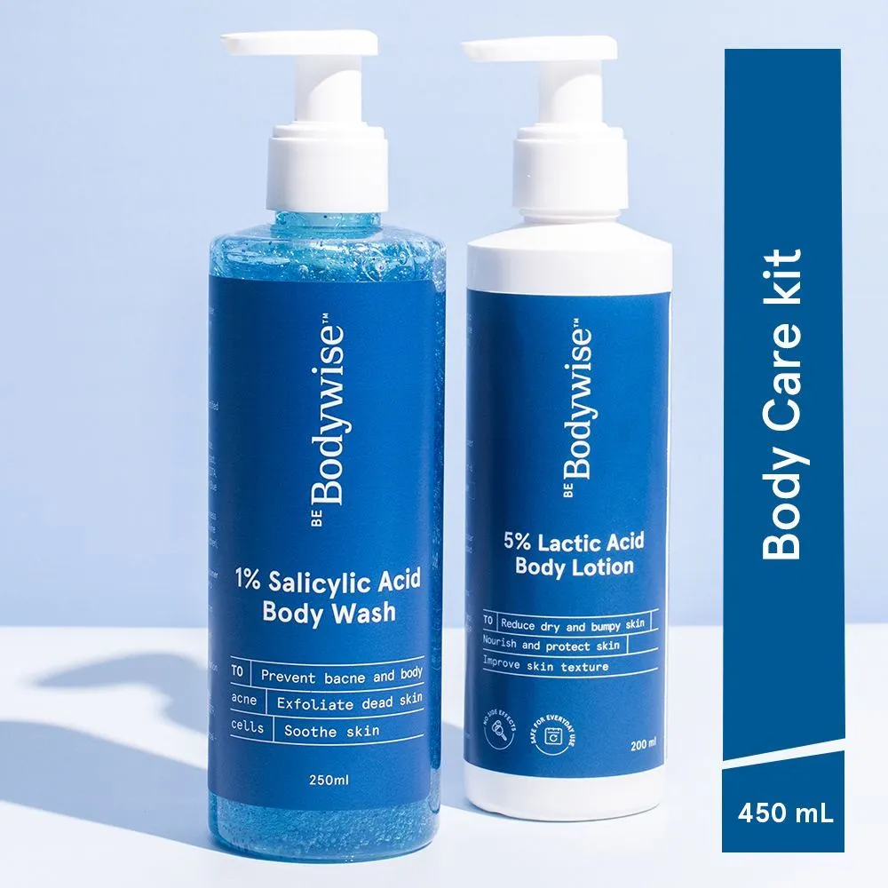 Be Bodywise 1% Salicylic Acid Body Wash + 5% Lactic Acid Body Lotion - Helps Prevent Body Acne