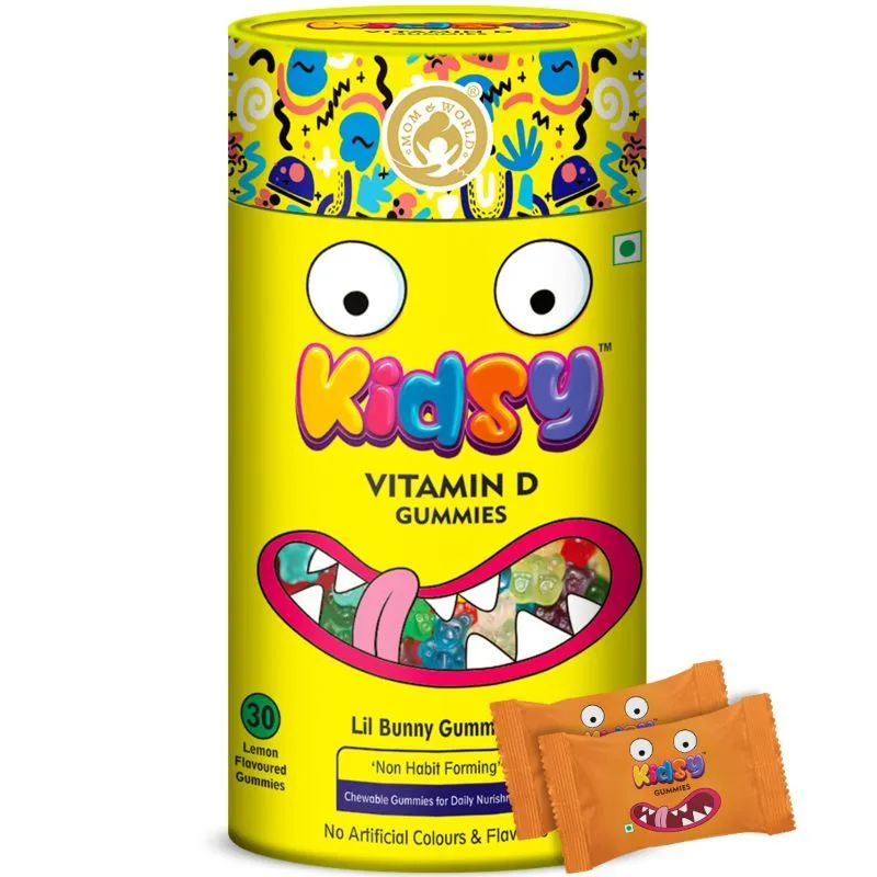 Mom & World Kidsy Vitamin D Gummies For Kids - Lemon Flavoured