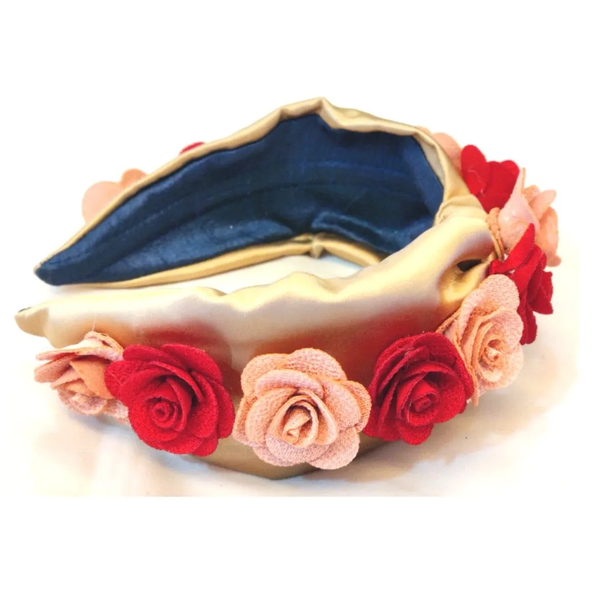 YoungWildFree Floral Hairband With 3D Red Rose Embroidery-Light