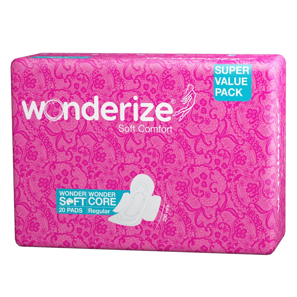 Wonderize Soft Comfort Regular - 20 Cotton Sanitary Pads with Soft Cottony Cover