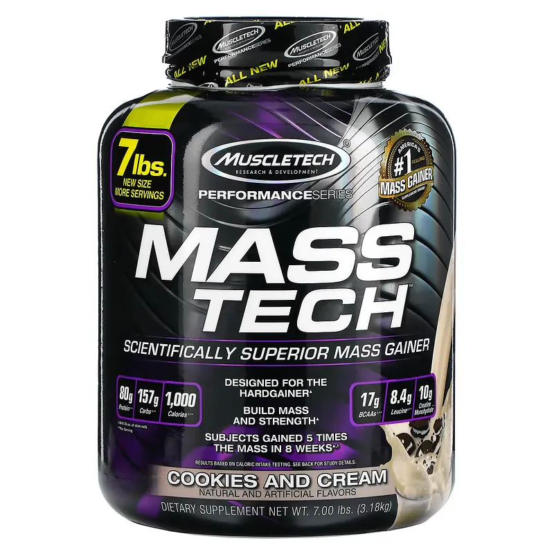 Mass-Tech, Scientifically Superior Mass Gainer, Cookies and Cream, 7 lb (3.18 kg)