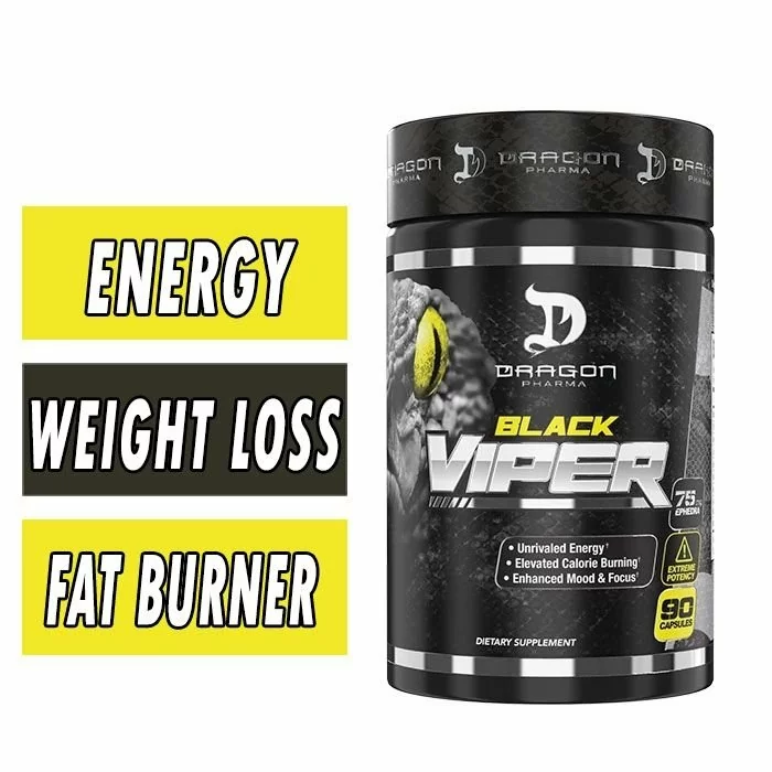 Black Viper Fat Burner w/ Ephedra - Dragon Pharma - 90 Capsules