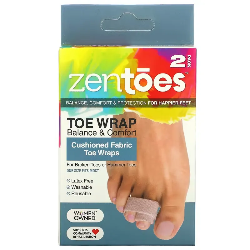 Toe Wrap Balance & Comfort, Cushioned Fabric Toe Wraps, 2 Pack