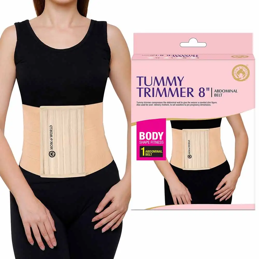 Mom & World Tummy Trimmer 8 Inches Abdominal Belt,  Beige  Large