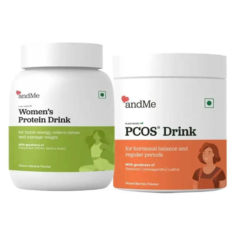 andMe PCOS PCOD Powder (Mixed Berries) + Women's Plant Protein Powder (Choco Almond)