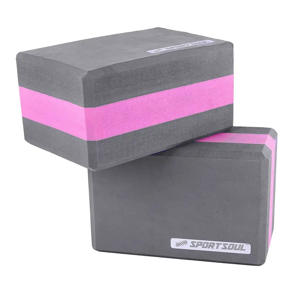 SportSoul Dual Colour Yoga Block,  Grey & Pink (Pack of 2)  22 x 11 x 7 cm