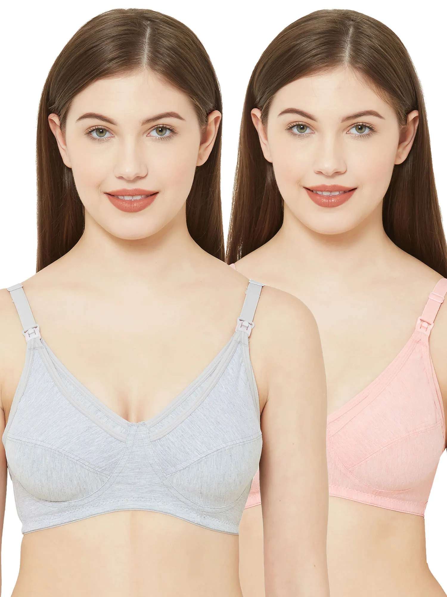 Juliet Womens Non Padded Non Wired Feeding Bra Combo J 522 Grey Peach (42C)