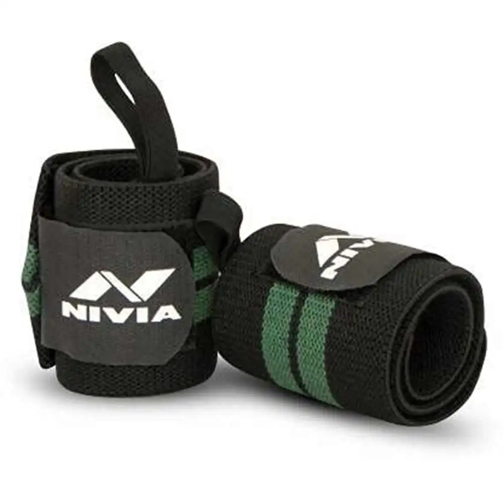 Nivia Wrist Support Elasticated Band Adjustable,  Green-Black  Free Size