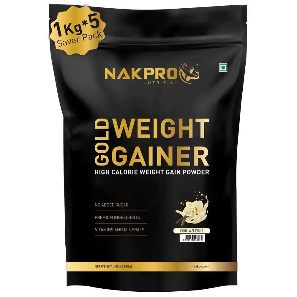 Nakpro Gold Weight Gainer,  2.2 lb  Vanilla (Pack of 5)